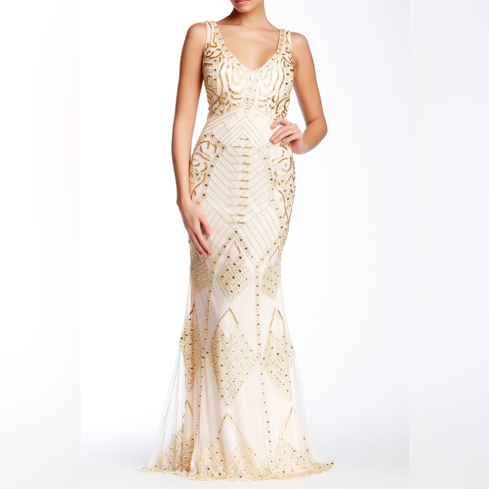 Lotus Threads Beaded Formal Maxi Gown